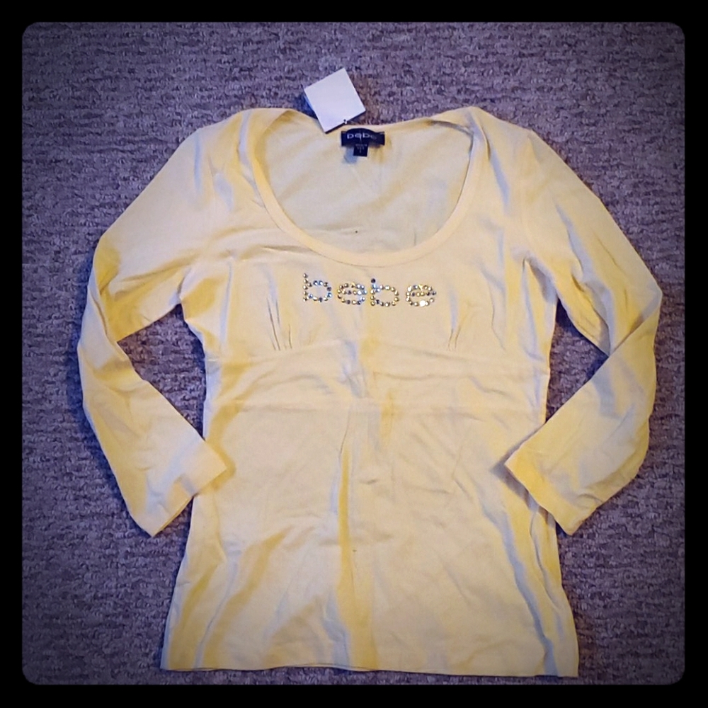 bebe Yellow Long Sleeve Top L